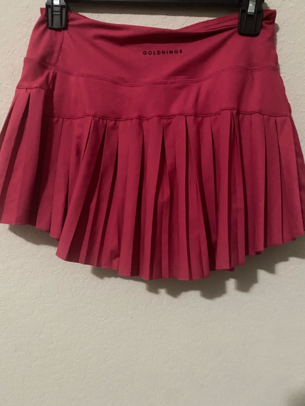 Gold Hinge Pink Pleated Tennis Pickleball Golf Attached Shorts Mini Skirt S - Picture 8 of 12